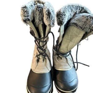 Khombu Emily Women's Gray Winter Snow Boots Waterproof Lace-Up‎ Casual 6